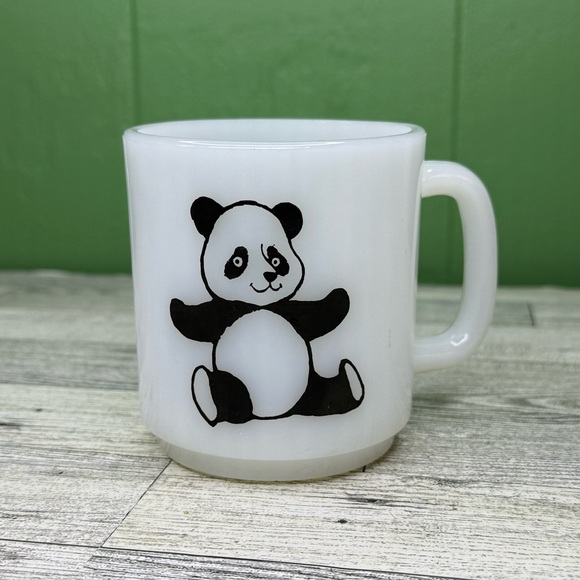 GlassBake Other - Vintage Glasbake milk glass panda bear mug